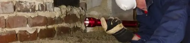 Pest control technician inspecting a crawl space for ant activity and entry points in Milwaukee, WI